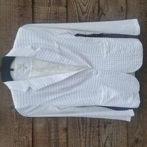 harlyn Eyelet basketweave cotton Blazer Small lined anthropology